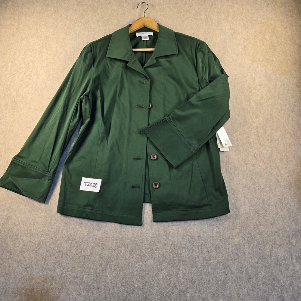 NWT Judith Hart Collection Forest Green Cotton Stretch Button Front Jacket Sz 12